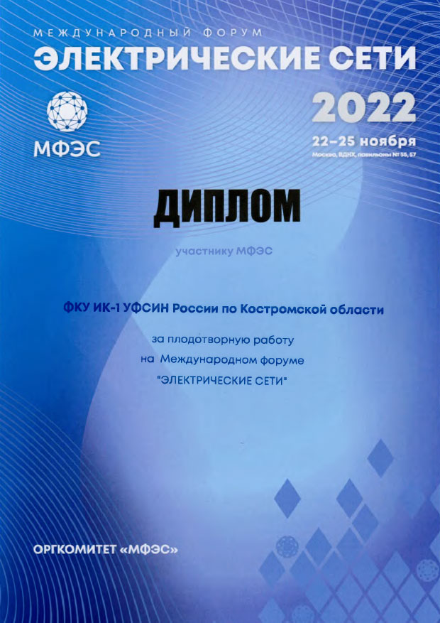 Диплом от Электросети 2022